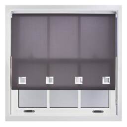 FURNISHED Daylight Roller Blinds with Large Eyelets Cut to Size Sheer Fabric Grey Dark Grey (W) 180cm x (L) 210cm