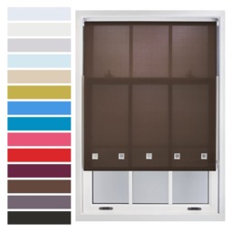 FURNISHED Roller Blinds with Square Eyelets and Metal Fittings Made to Measure Sheer Window Blind Brown Mocha (W) 90cm x (L) 210cm