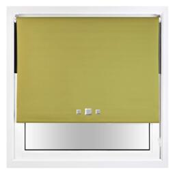 FURNISHED Blackout Roller Blind with Triple Square Eyelets Easy Fit Window Shade Green Green (W) 105cm x (L) 165cm