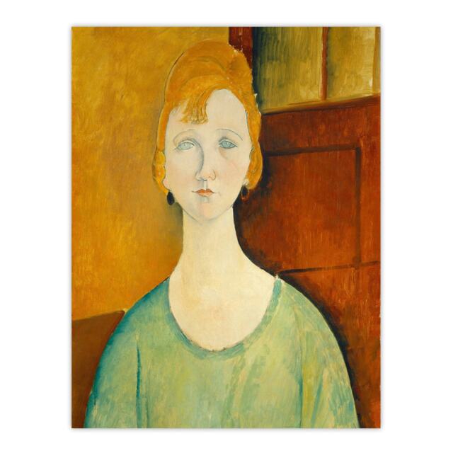 Girl in Green Blouse Portrait Modigliani Vintage Huge Wall Art Print 18X24 In
