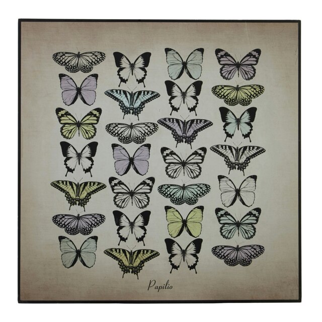 Orsina Papilio Butterfly Wall Plaque, Wooden Sign Featuring Elegant Butterfly Illustration, Natural Finish Adds