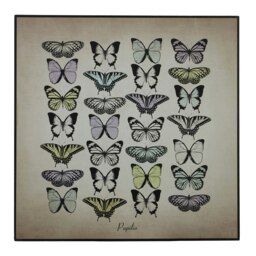 Orsina Papilio Butterfly Wall Plaque, Wooden Sign Featuring Elegant Butterfly Illustration, Natural Finish Adds
