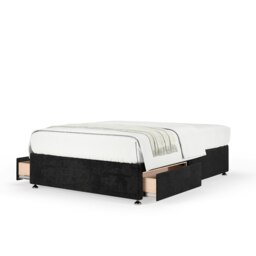 Super Ortho Orthopaedic Black Naples Velvet 2 Drawer Divan Set Small Double