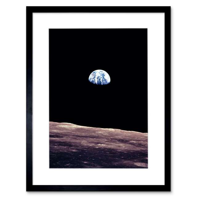 NASA Space Photo Planet Earth Lunar Surface Moon Framed Wall Art Print