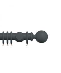 Premium 35mm Wooden Curtain Pole Set - Slate Grey 105cm Grey Slate Grey