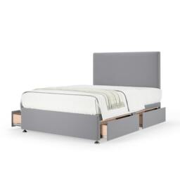 Memory Maestro Memory Foam Silver Plush Velvet 4 Drawer Divan Set And Valencia Headboard King Size