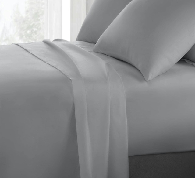 Sweet Dreams 200 Thread Count Percale Cotton Flat Sheet Grey Grey Double