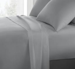 Sweet Dreams 200 Thread Count Percale Cotton Flat Sheet Grey Grey Double