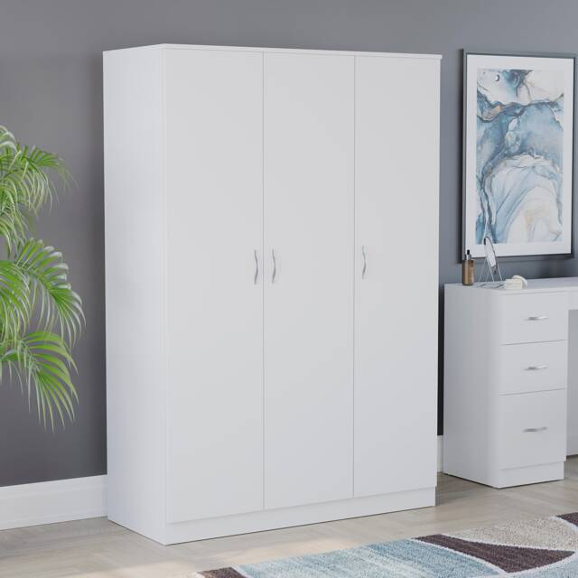 Vida Designs Riano 3 Door Wardrobe With Shelf & Clothes Rail, White