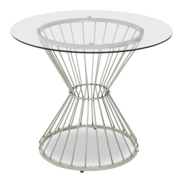 Interiors By Premier Hourglass Dining Table with Clear Glass & Silver Base, Spacious Lounge Table, Table For Patio, Kitchen Table Silver