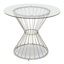 Interiors By Premier Hourglass Dining Table with Clear Glass & Silver Base, Spacious Lounge Table, Table For Patio, Kitchen Table Silver