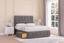 "Sloomy Cambridge Slate Naples Divan Bed With Mattress 4 Drawers With 54"" Floor Standing Headboard & 12"" Matching Footboard 5' King Grey Slate King 1"