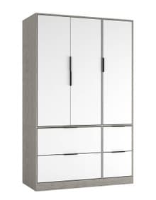 FUJI 3 Door 4 Drawer Wardrobe Grey Cedar Grey & White 117 x 55 x 8.5 1