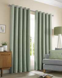 Amberley - Thermal Interlined Chenille Curtains - Eyelet - 100% Polyester (Sage, 66'' x 84'' - 168cm x 213cm (Single)) Green Sage