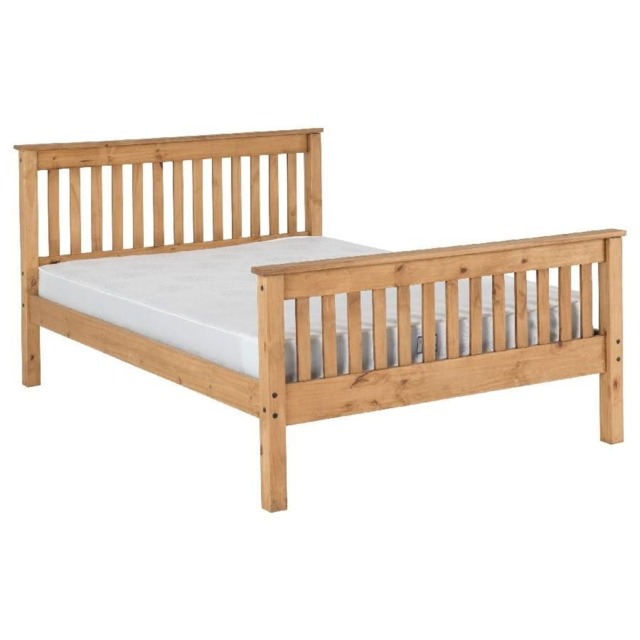 Monaco 4ft 6in Double Bed High Foot End Brown Mexican Pine