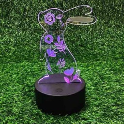 Easter Floral Bunny Clear Acrylic Sign with LED Light Base