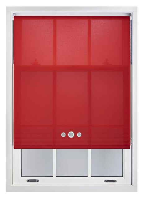 FURNISHED Daylight Roller Blinds with Triple Round Eyelets Easy Install Cut to Size Red Red (W) 60cm x (L) 210cm