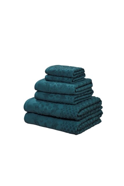 Versailles Jacquard 6 Piece Cotton Towels Bale Set Soft and Absorbent Blue Bath towel