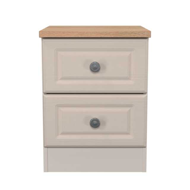 Surrey 2 Drawer Compact Bedside Cabinet in Kashmir Ash & Bardolino Oak (Ready Assembled) Cream Kashmir Ash & Bardolino Oak