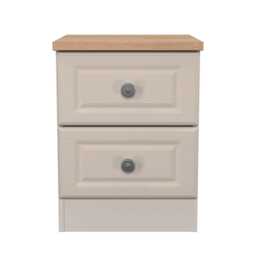 Surrey 2 Drawer Compact Bedside Cabinet in Kashmir Ash & Bardolino Oak (Ready Assembled) Cream Kashmir Ash & Bardolino Oak