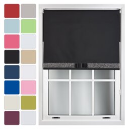 FURNISHED Blackout Roller Blinds with Glitter Trim and Bow Insulated Designed Window Shade Black Black (W) 60cm x (L) 165cm
