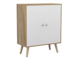 Oak 2-Tier 2-Door Wooden Cabinet With Legs White White & Pine 0 x 0 x 0 1