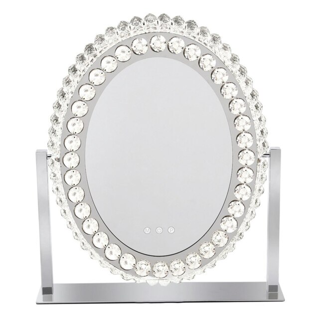 Living and Home Oval Crystal LED Hollywood Vanity Mirror with Touch Screen