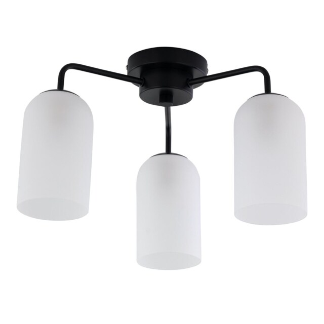 Victoria - Black Semi Flush Ceiling Light with Frosted Glass Shade Black White 1