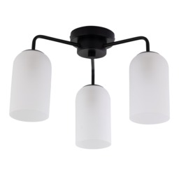 Victoria - Black Semi Flush Ceiling Light with Frosted Glass Shade Black White 1
