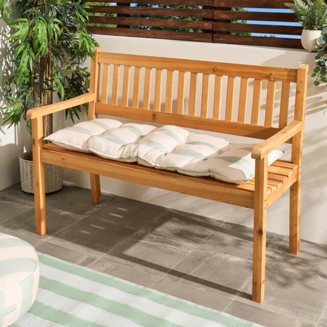 OHS Stripe 2 Seater Outdoor Bench Cushion Garden Seat Pad Multi Sage/Cream