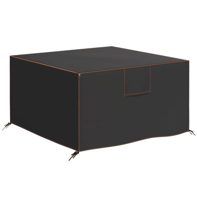 Outsunny Garden Furniture Cover, 420D Waterproof, 125 x 125 x 74 cm, Black Black Black with orange seams 125 x 125 x 74 cm
