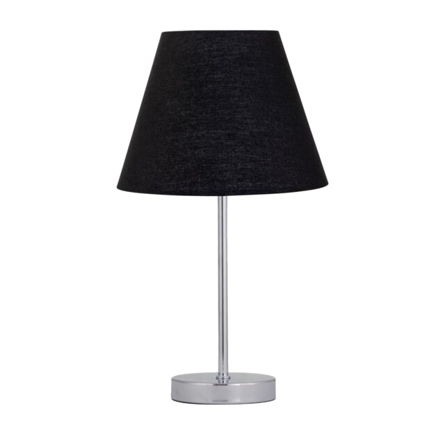 Chrome Touch Operated Table Lamp with Black Shade Chrome Black Medium 1