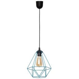 Karo Wire Frame Pendant Ceiling Light Black, Turquoise 24cm