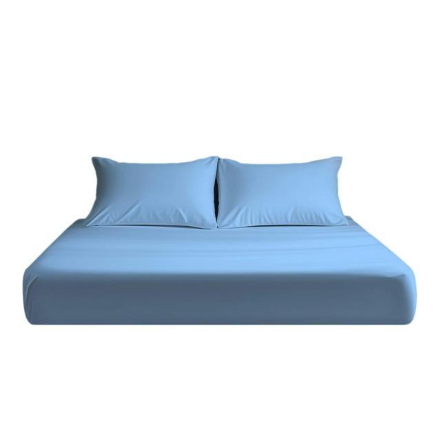 Microfibre Soft Touch Fitted Sheet 25cm Skirt Plain Dyed Bed Linen Blue Blue Sky Blue Double