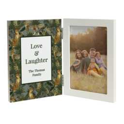 Personalised Leopard Print Wooden Hinged 6x4 Photo Frame White One Size