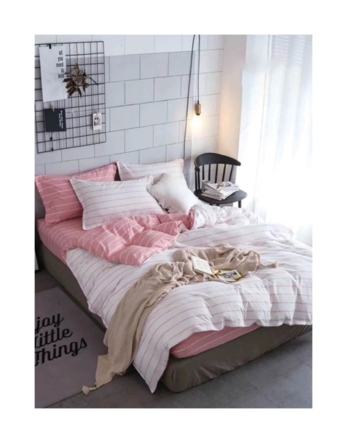 Ezysleep Pink Stripe Printed Duvet Set - Luxurious Duvet Cover And Pillowcases Multi Pink/White