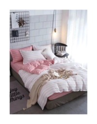 Ezysleep Pink Stripe Printed Duvet Set - Luxurious Duvet Cover And Pillowcases Multi Pink/White