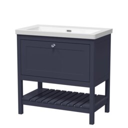 Balterley Coppenhall Contemporary 1 Drawer Floor Standing Vanity Unit, Indigo Blue, 800mm