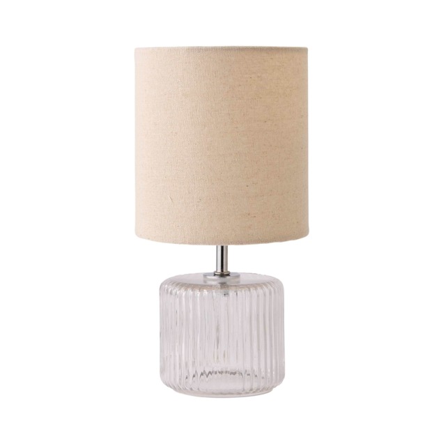 ValueLights Betty Clear Glass Table Lamp Natural Shade