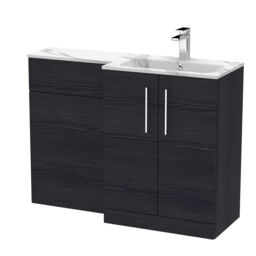 Balterley Bramshall Contemporary 2 Door Right-Hand Floor Standing Combination Unit with Stone Basin, Charcoal Black, 1100mm