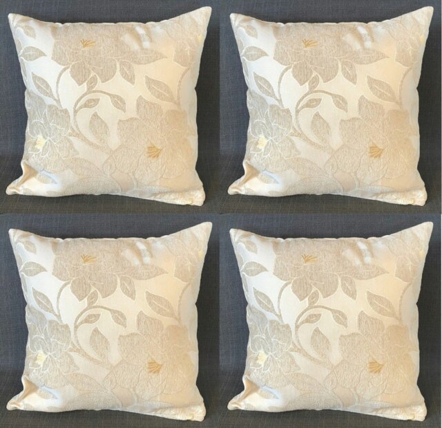 Peony Chenille 45cm x 45cm Cream Cushion Set of 4 Cream Cream 45cm x 45cm x 10cm 4
