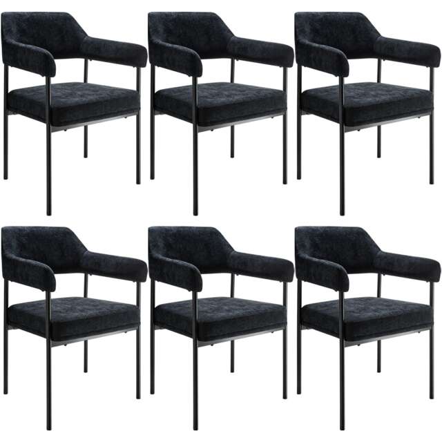 Armchair Doe - durable fabric, black powder-coated legs, 120 kg load, 58 x 62 x 85 cm Black Woven fabric black/black 6