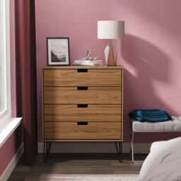 Taiwan 4 Drawer Chest of Drawers in Carini Walnut (Ready Assembled) Brown Carini Walnut