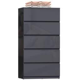 HOMCOM Bedroom Chest of Drawers, 5 Drawers Dresser, Drawer Unit, Grey Grey Grey 55W x 34D x 100H cm