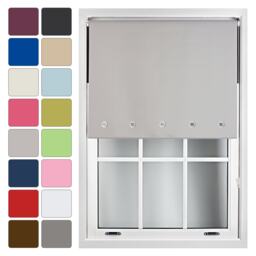 FURNISHED Blackout Roller Blinds with Round Eyelets Cut to Size Easy Fit Window Shade Grey Grey (W) 60cm x (L) 165cm