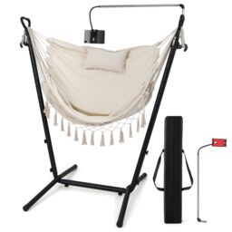 COSTWAY Hammock Chair with Stand Height Adjustable Hanging Chair