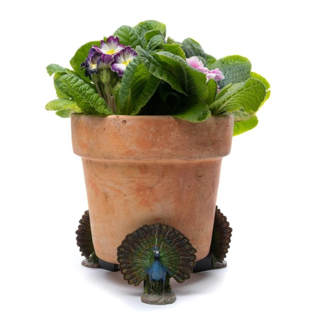 Potty Feet Coloured Peacock Garden Décor Set of 3 Multi