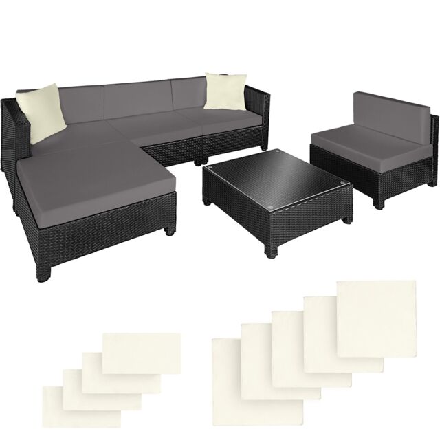 Rattan lounge set with aluminum frame, including covers in 2 colors