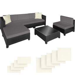 Rattan lounge set with aluminum frame, including covers in 2 colors