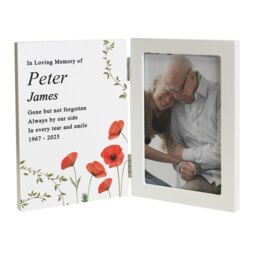 Personalised Memorial Wooden Hinged 6x4 Photo Frame White One Size